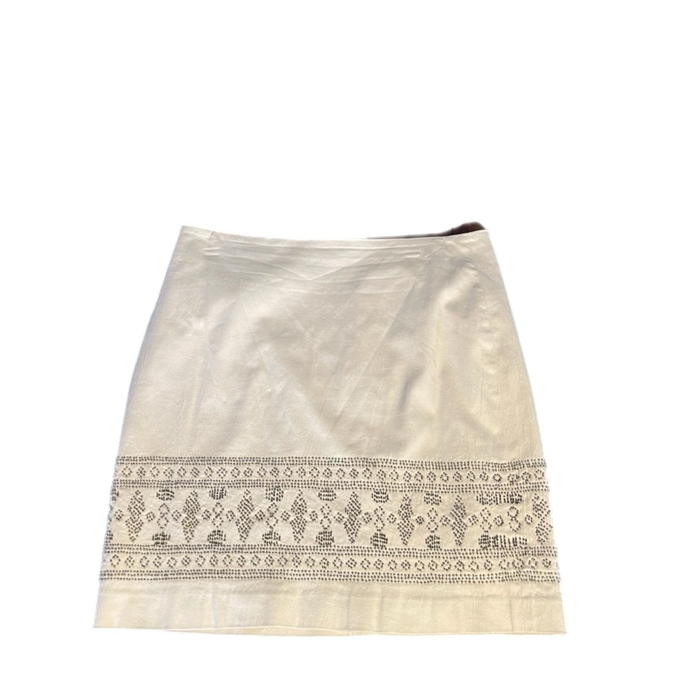 Etcetera Off-White With Beaded Design Mini Skirt Size 10